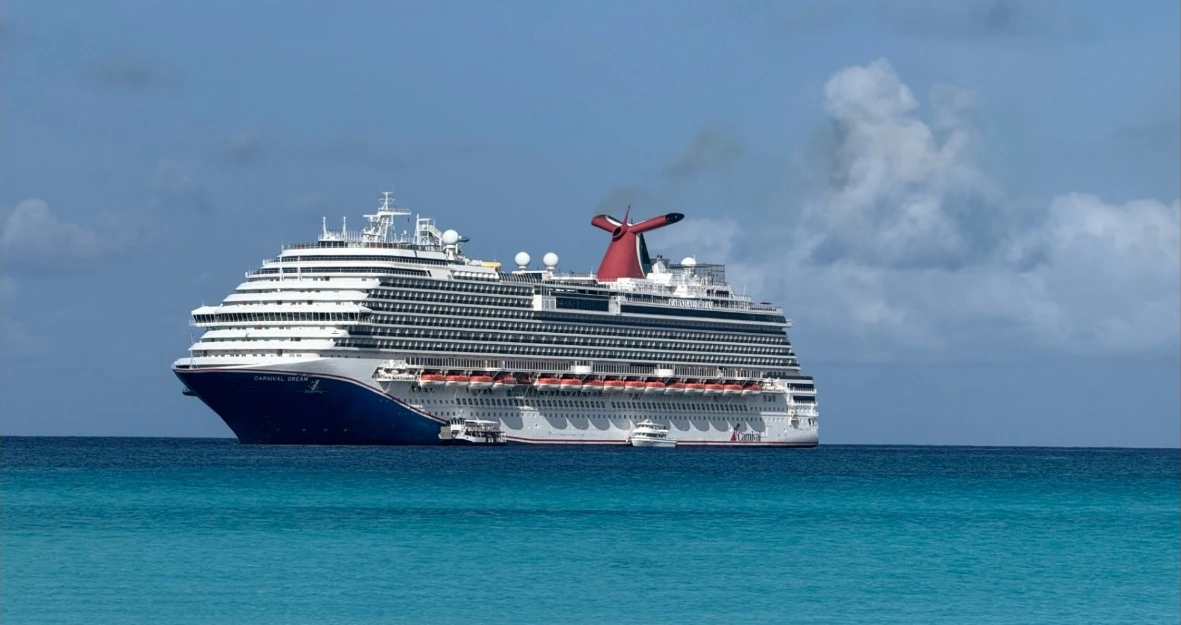 Tami's authentic photograph of the Carnival Dream at Half Moon Cay, August 27, 2025